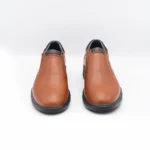 کفش چرم طبی مردانه بی‌بند عسلی مدل آریو - Image 5