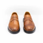 کفش چرم مجلسی مردانه عسلی طرح برت - Image 4