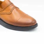 کفش چرم مجلسی مردانه عسلی طرح برت - Image 5