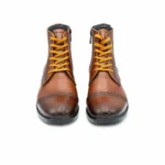 بوت چرم مردانه بغل زیپ عسلی مدل سهند - Image 4