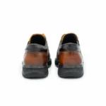 کفش چرم طبی مردانه بندی عسلی مدل آریو - Image 2