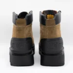 بوت cat چرم نبوک بنددار خاکی - Image 2