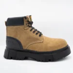 بوت cat چرم نبوک بنددار خاکی - Image 6