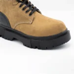 بوت cat چرم نبوک بنددار خاکی - Image 4