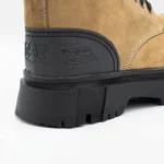 بوت cat چرم نبوک بنددار خاکی - Image 3