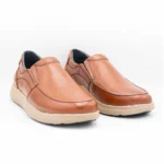 کفش چرم مردانه بی بند (عسلی) مدل آراز