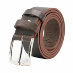 کمربند مردانه چرم قهوه ای با سگک سوزنی