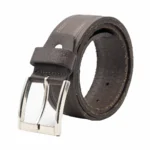 کمربند مردانه چرم دور دوخت قهوه ای با سگک سوزنی