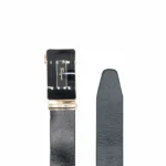 کمربند مردانه چرم مشکی با سگک ریلی طلایی - Image 2